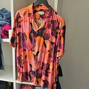 Men's Pink and Black Floral Casual Button Down Shirt